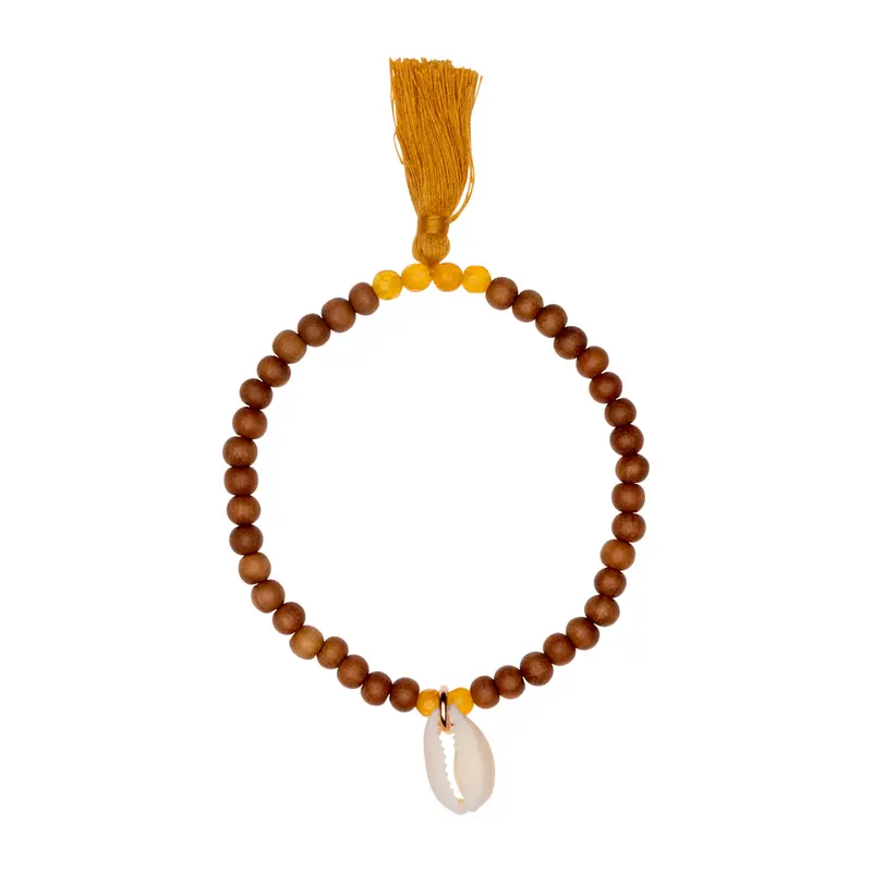 Shanti Armband Sandelholz-Stretch, Kauri & gelber Quarz