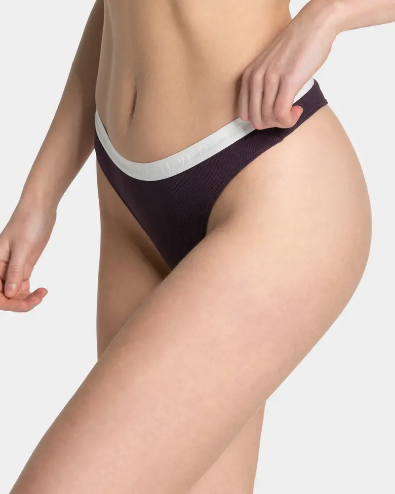Soft Ribbed Tanga "Blackberry"