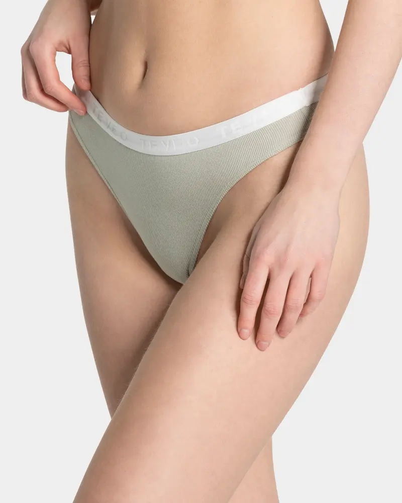 Soft Ribbed Tanga "Pistachio"
