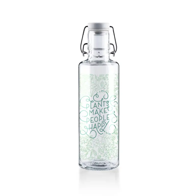soulbottles 0,6l Glastrinkflasche "Plants make people happy"