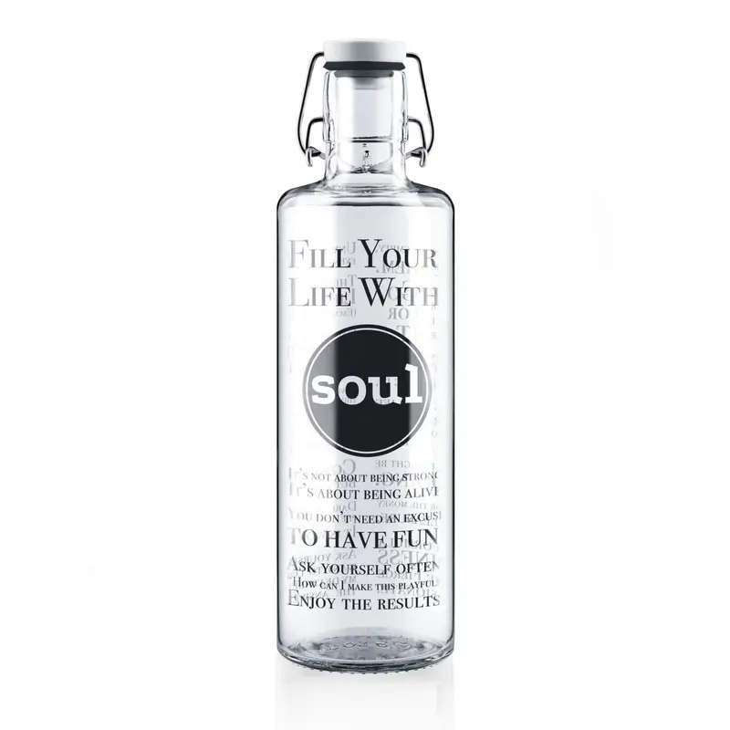 soulbottles 1l Glastrinkflasche "Fill your life with soul"