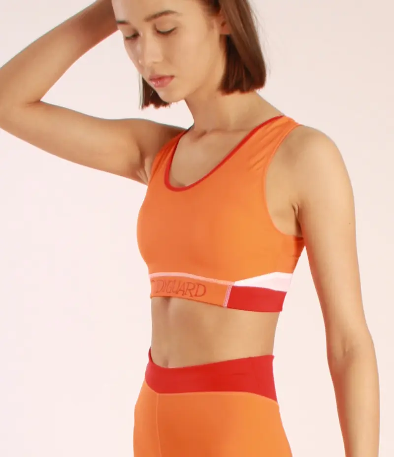 Sports Bra Eyemouth Orange – Mittlerer Halt, Netz-Einsatz, Recyceltes ECONYL®