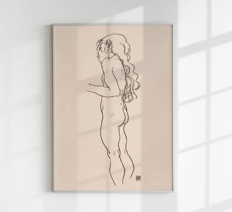 Standing Nude Girl by Egon Schiele – Kunstdruck Patroa Studio