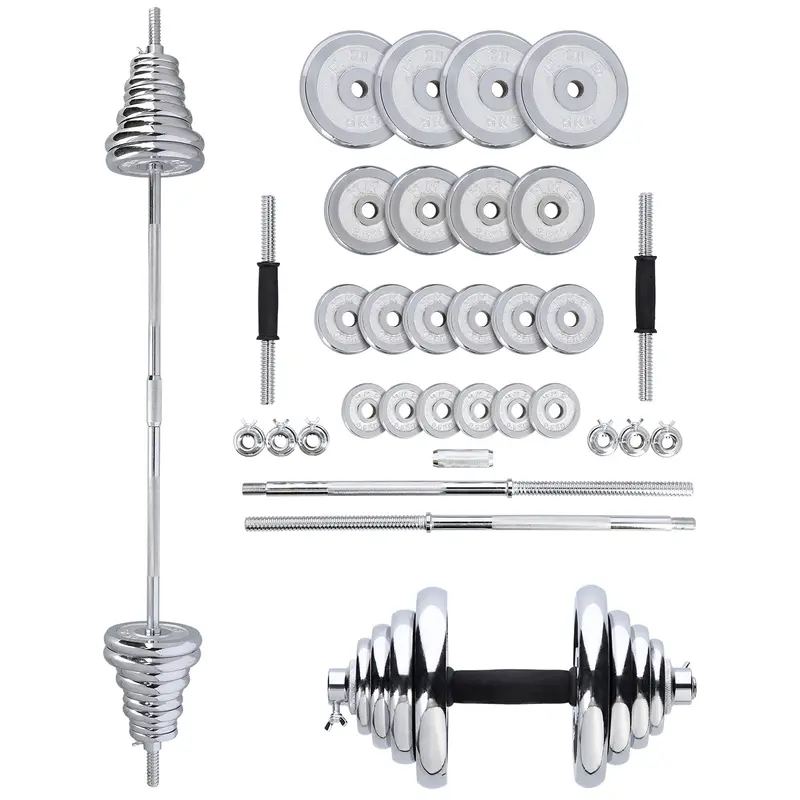 STC50 KURZHANTEL-LANGHANTEL IM KOFFER CHROM 2x25 KG HMS