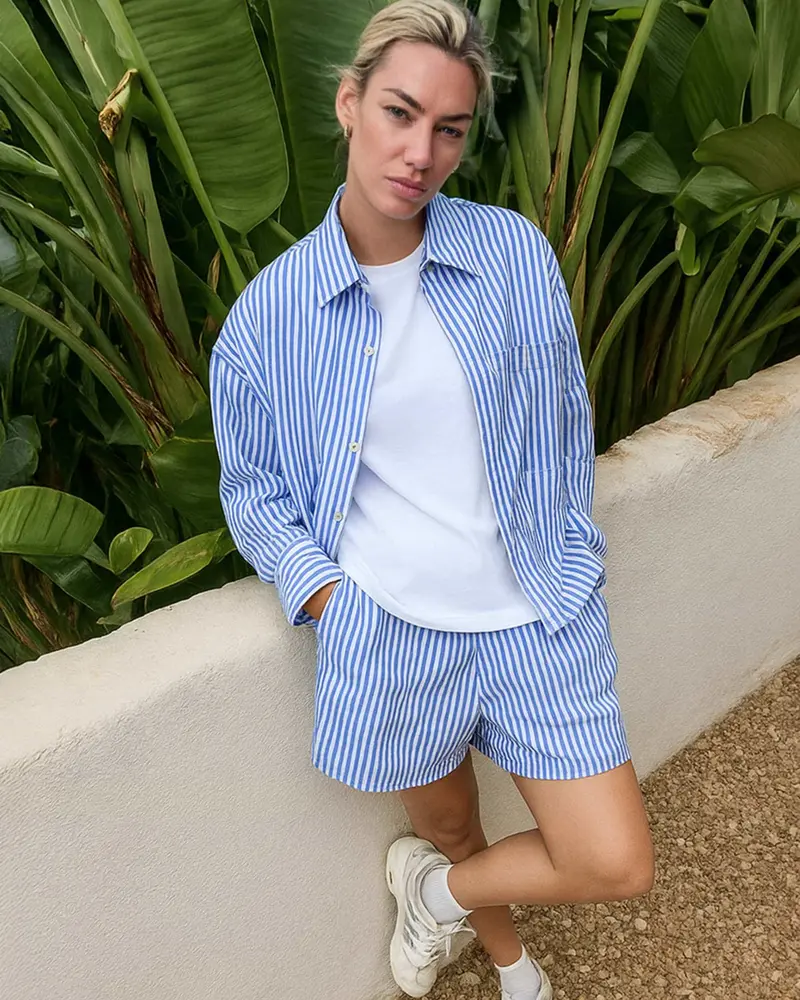 Streifen Shorts aus Bio-Baumwolle – Pyjama Style, regulierbare Taille, fair gefertigt