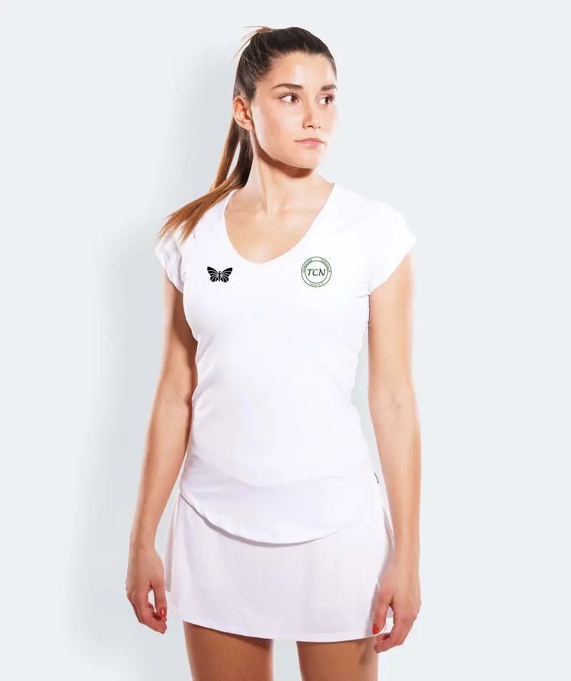 T-SHIRT V-AUSSCHNITT, DAMEN, WEIß