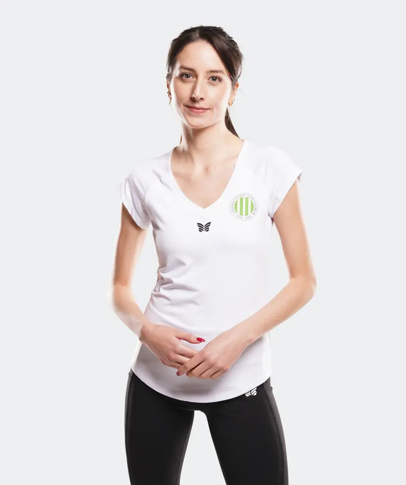 T-SHIRT V-AUSSCHNITT, DAMEN, WEIß