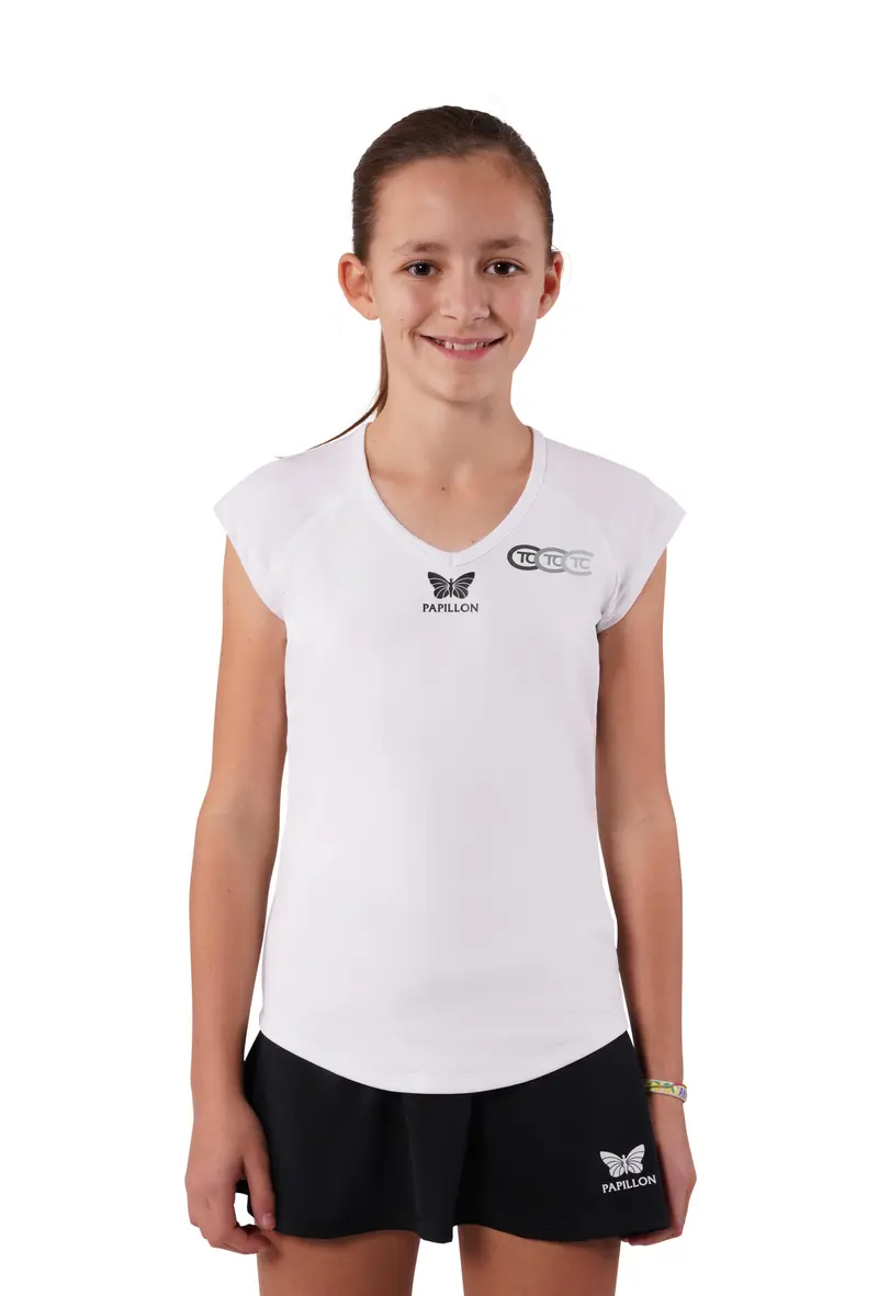 T-SHIRT, V-AUSSCHNITT, MÄDCHEN, WEIß