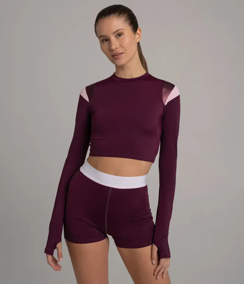 Tahiti Longsleeve Aubergine – UV-Schutz Surftop aus ECONYL