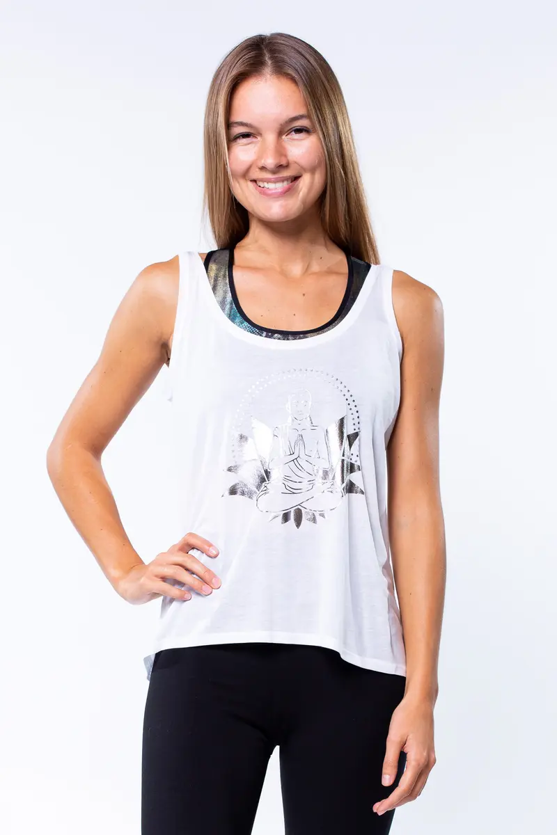 Tank-Top "Lotus Buddha" - weiß