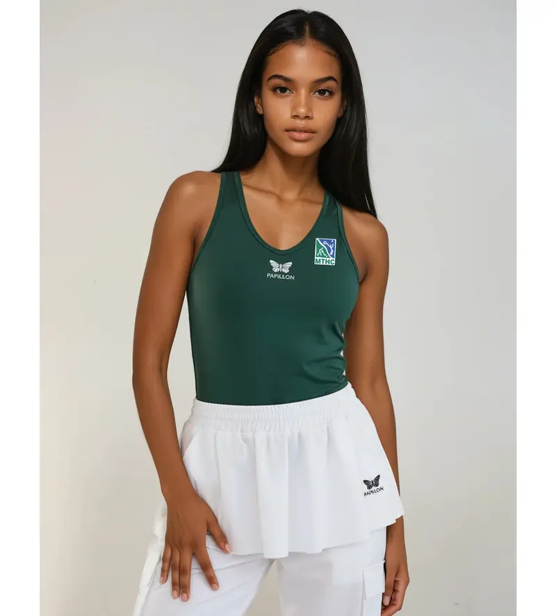 TANKTOP V-AUSSCHNITT DAMEN, DUNKEL-GRÜN