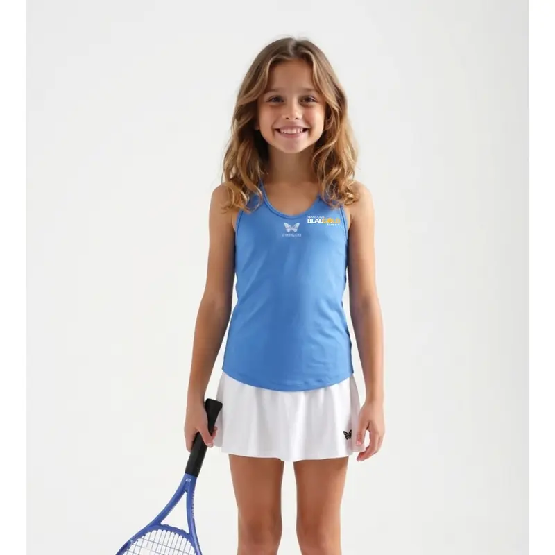 TANKTOP V-AUSSCHNITT MÄDCHEN, BLAU