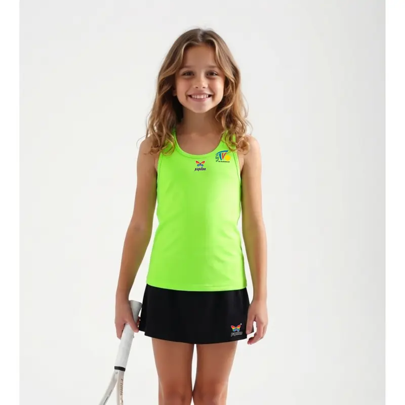 TANKTOP V-AUSSCHNITT MÄDCHEN, NEON-GRÜN