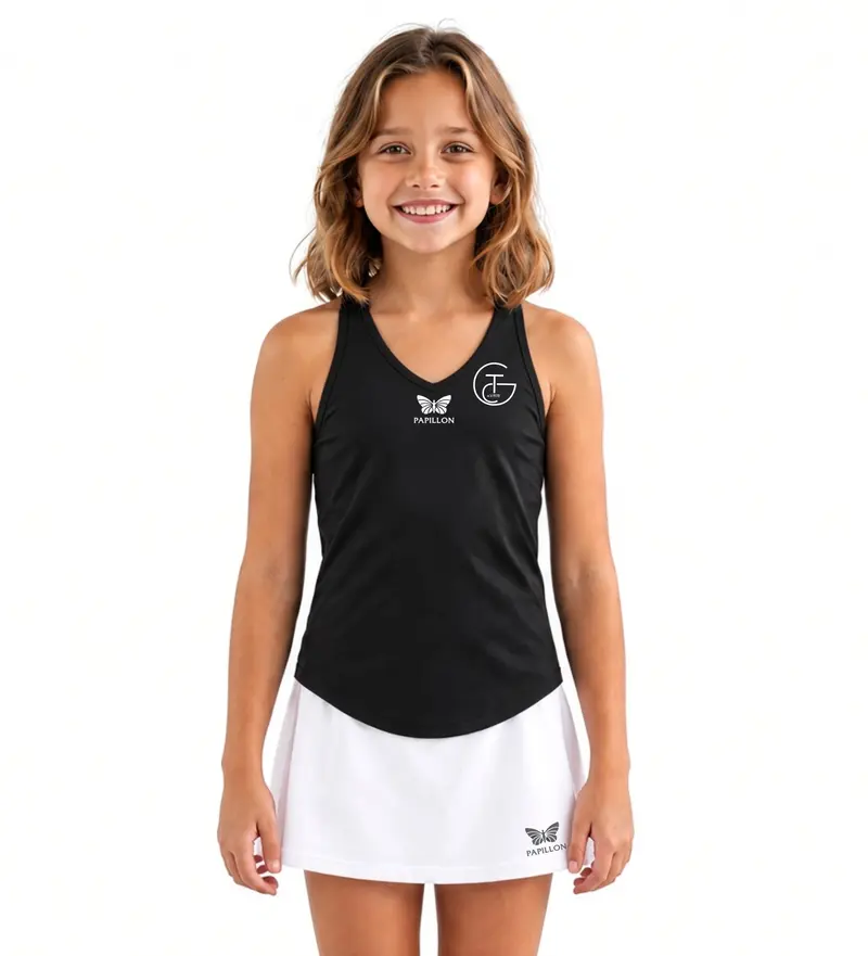 TANKTOP V-AUSSCHNITT MÄDCHEN, SCHWARZ