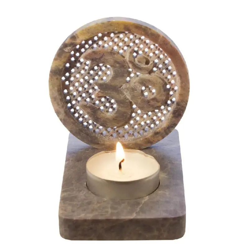 Teelicht 'OM' aus Speckstein