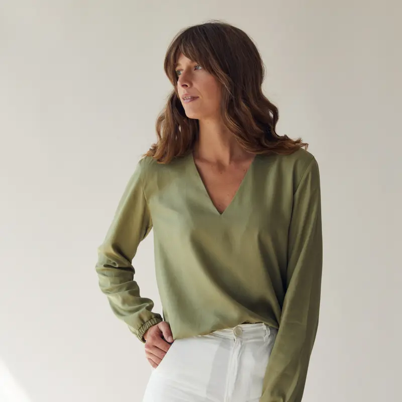 The Slow Label V-Neck Blouse