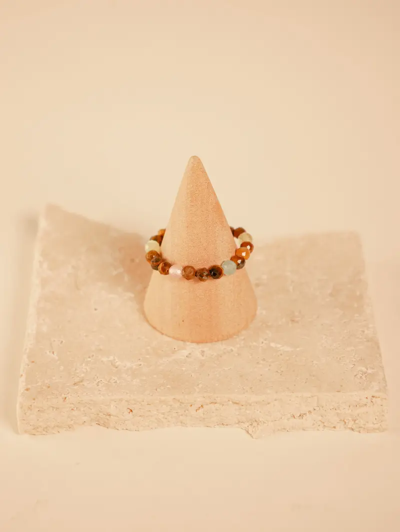 Tigerauge Mix Ring mit Perlen – Edelstein Ring