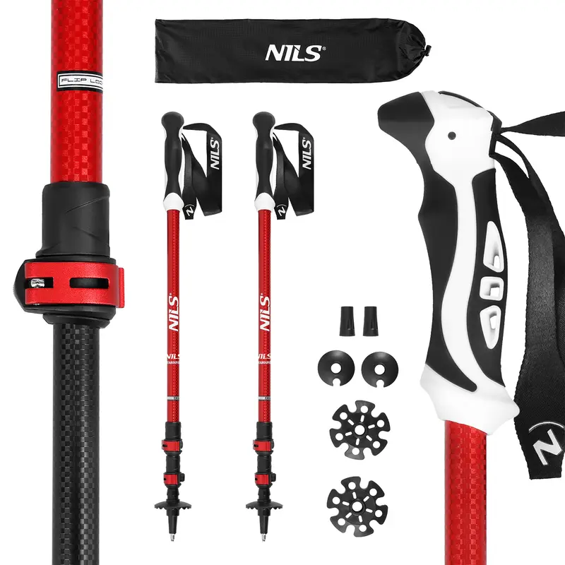 TK8601 RED TREKKINGSTÖCKE ALUMINIUM NILS