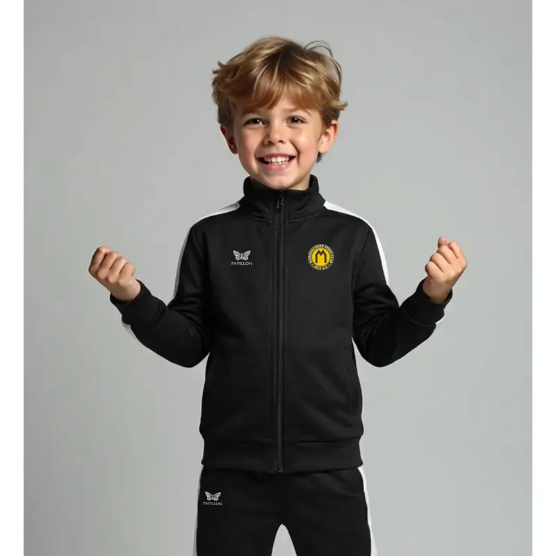TRAININGSJACKE KNABEN, SCHWARZ-WEIß