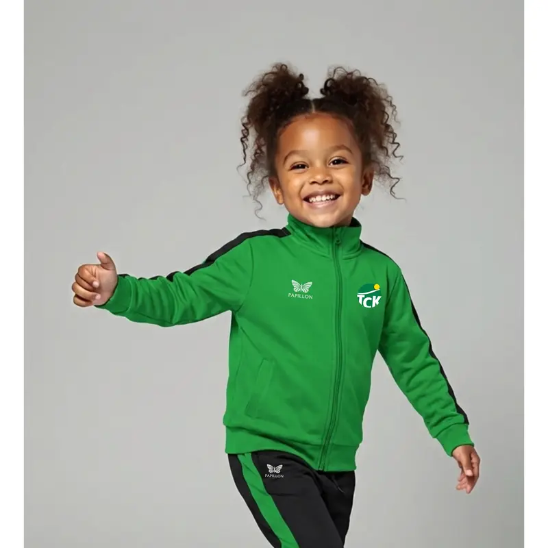 TRAININGSJACKE MÄDCHEN, GRÜN-SCHWARZ
