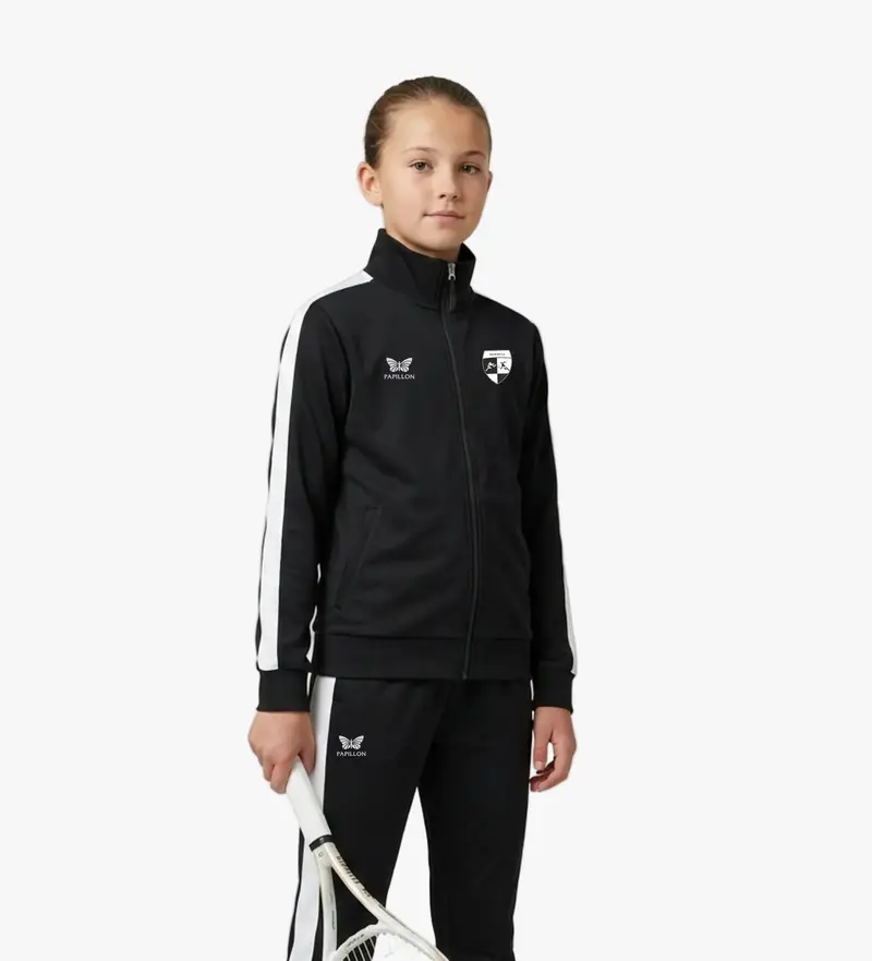 TRAININGSJACKE MÄDCHEN, SCHWARZ-WEIß