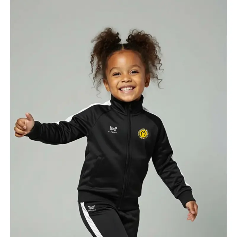 TRAININGSJACKE MÄDCHEN, SCHWARZ-WEIß