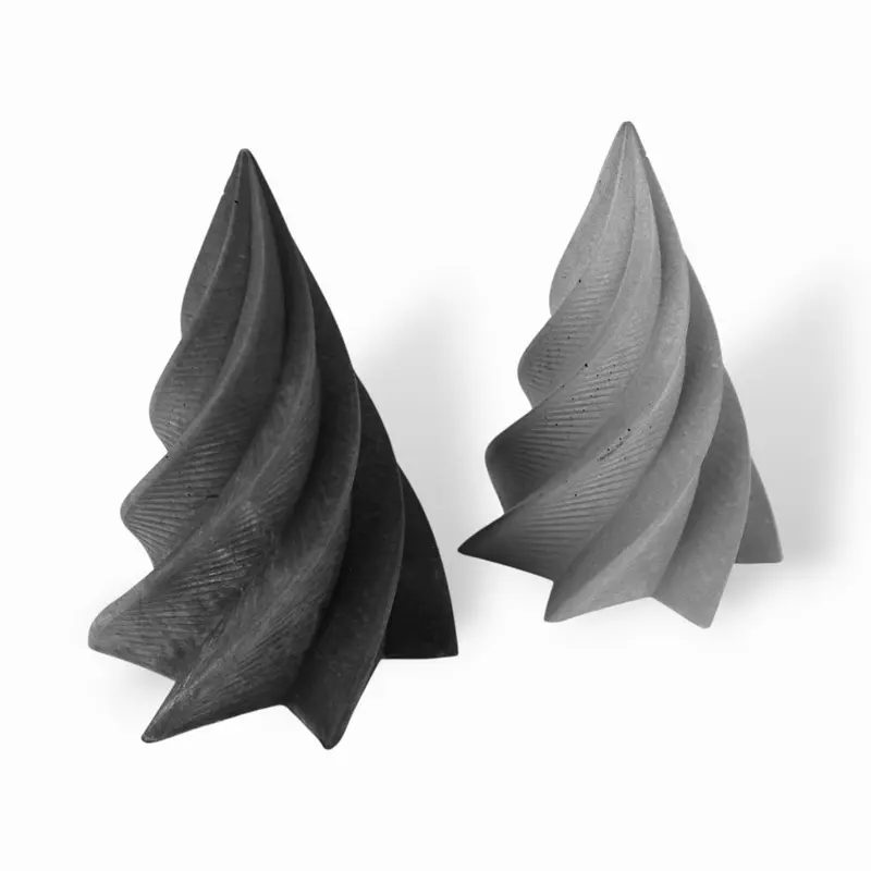 Virvel Weihnachtsbaum aus Beton – modern, grau, 10 cm