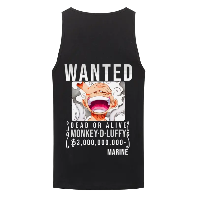 WANTED LUFFY HERREN TANK TOP (BACKPRINT)