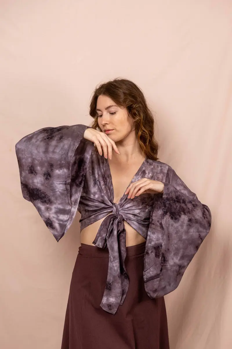 Wickelbluse BELLA in BATIK-GRAU