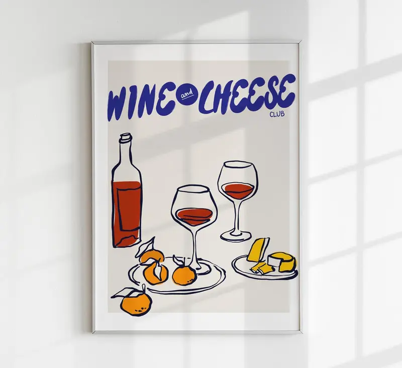 Wine and Cheese Club Art Poster – Fine Art Print Patroa Studio
