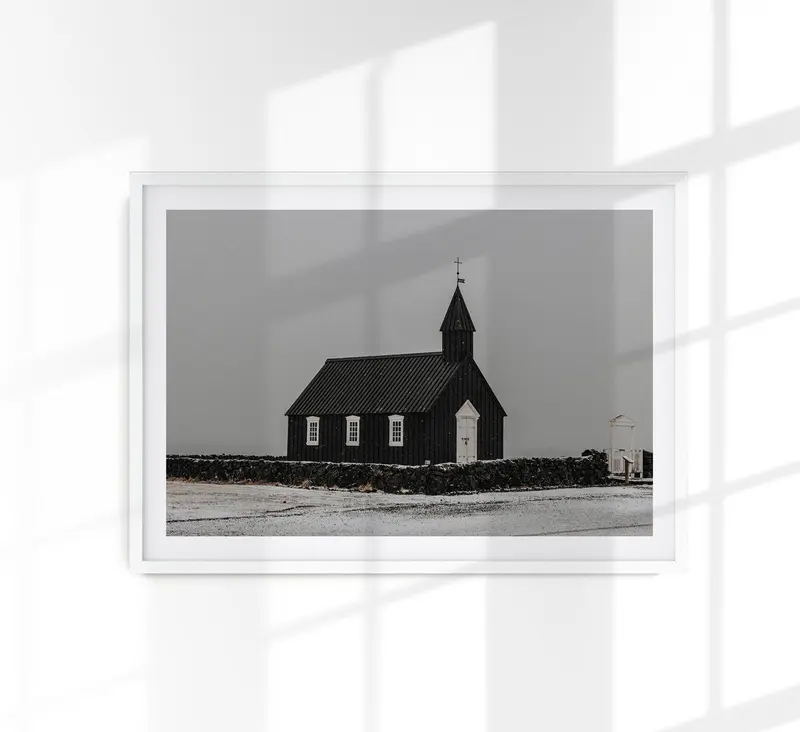 Winter in Iceland Poster – Schwarzweiß Makrofotografie