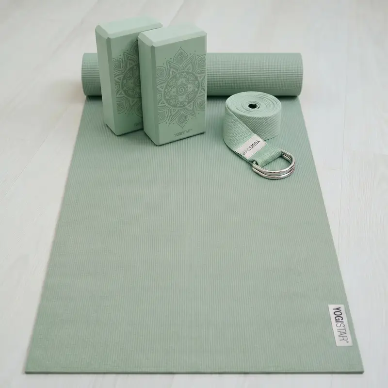 Yoga-Set Starter Edition - velvet mint (Yogamatte + 2 Yogablöcke + 1 Gurt)
