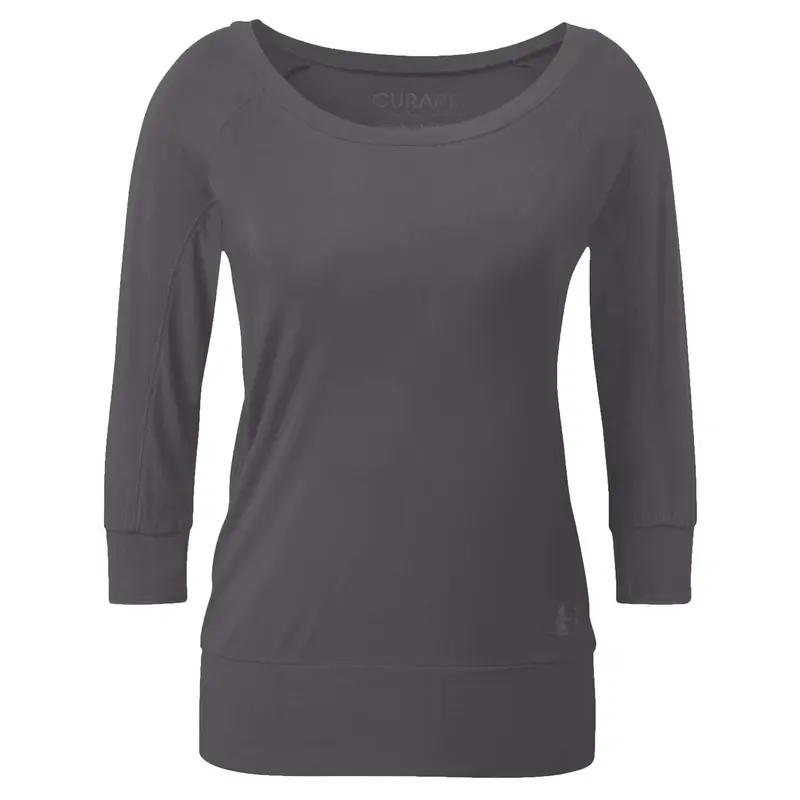 Yoga-Shirt 3/4 Boatneck - grau aubergine