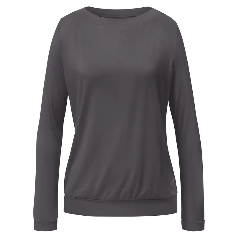 Yoga-Shirt Longsleeve Turtleneck - grau aubergine