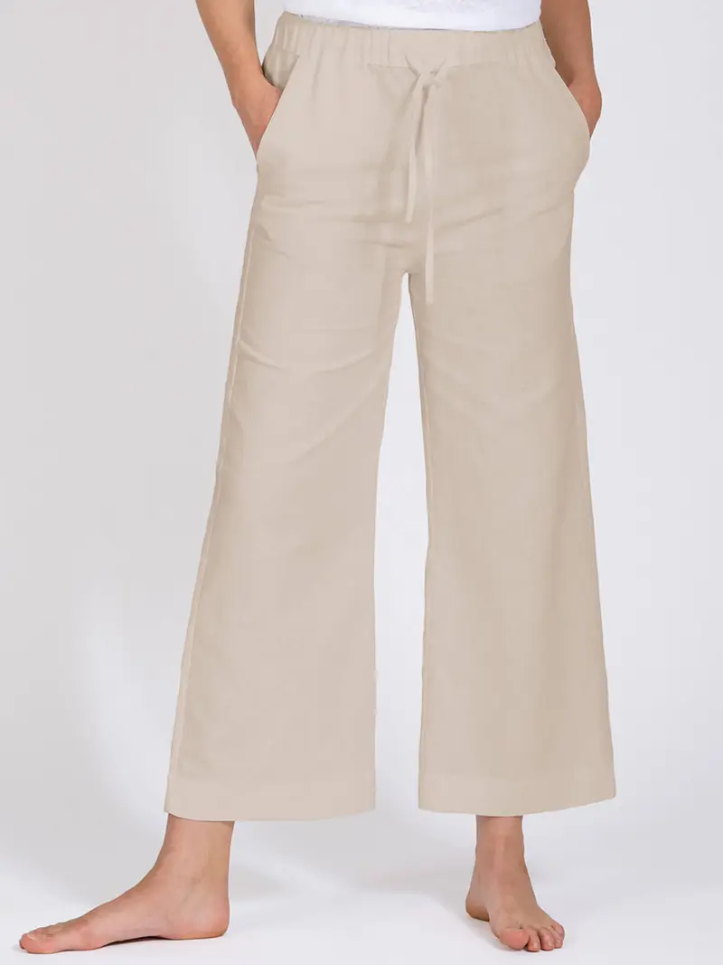 Yogahose - Christy beige mit Leinen