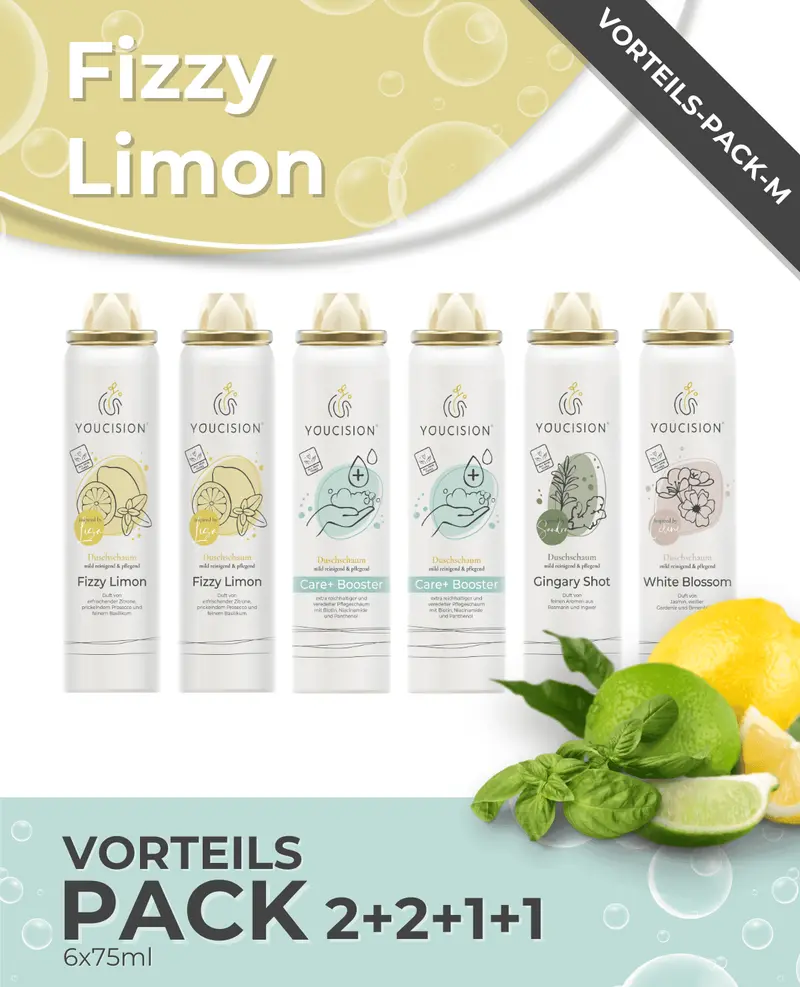 YOUCISION® Fizzy Limon VorteilsPack – 6x75ml Duschschaum Set