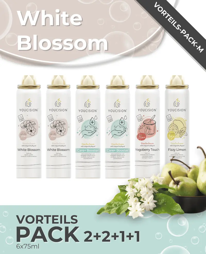 YOUCISION White Blossom VorteilsPack – 6× 75 ml Duschschaum