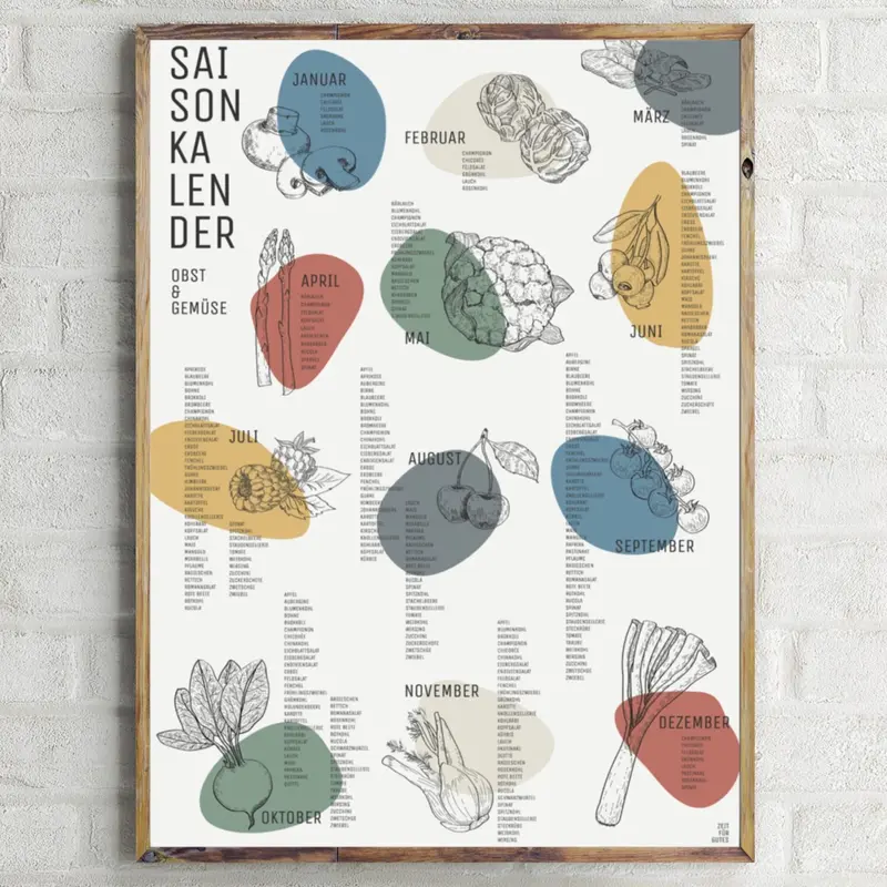 Zeit für Gutes DIN A2 Poster "Saisonkalender für Obst, Gemüse & Salat"